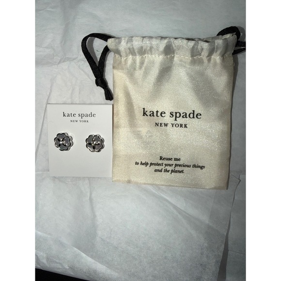 Kate Spade New York Jewelry - Kate Spade Heritage Bloom Stud Earrings Womens OS Cream Silver Flower Crystal